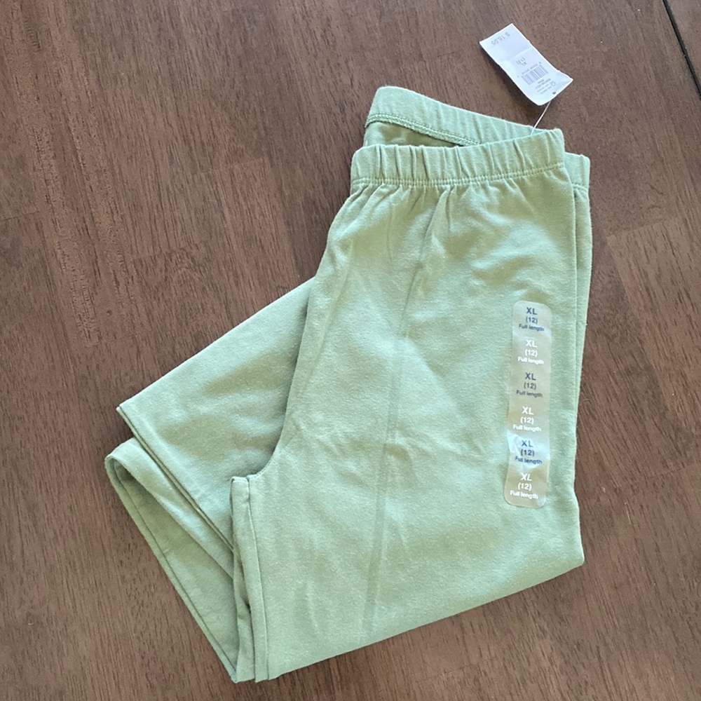 NWT Gap Kids Girls Size XL (12) Full Length Organic Cotton Khaki Green Leggings